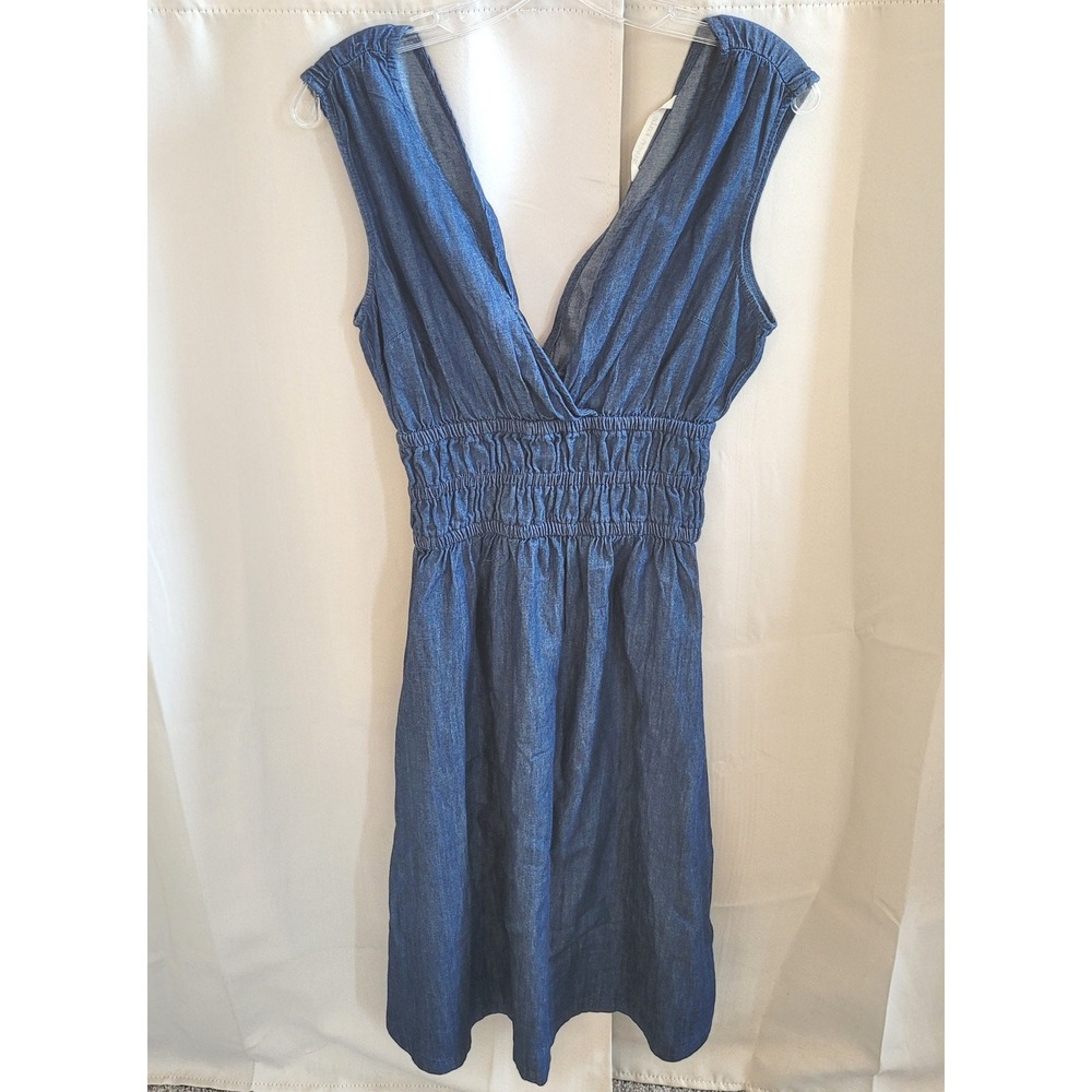 Given Kale Womens Midi Dress Small Denim Chambray Boho Cottagecore Coastal 21612